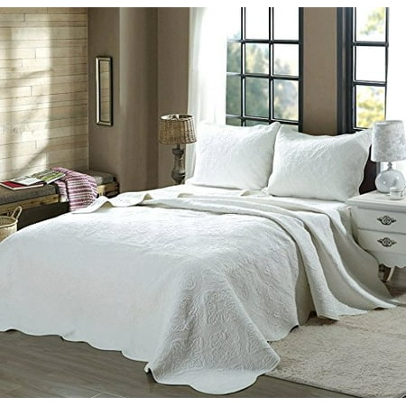 Cozy Line Serenity Matelasse White 100% Cotton Quilt Set ...