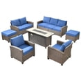 thumbnail image 2 of Ovios 7 Pieces Patio Furniture Set All-Weather Outdoor Sectional Patio Sofa Wicker Rattan Conversation Set with 54" Gas Propane Fire Pit Table for Backyard, 2 of 9