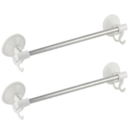 Two Tier Towel Rack - 2 Pack Hotel Bathroom Metal Rod Wall Mounted Suction Cup Towel Rack Hanger 40cm Length