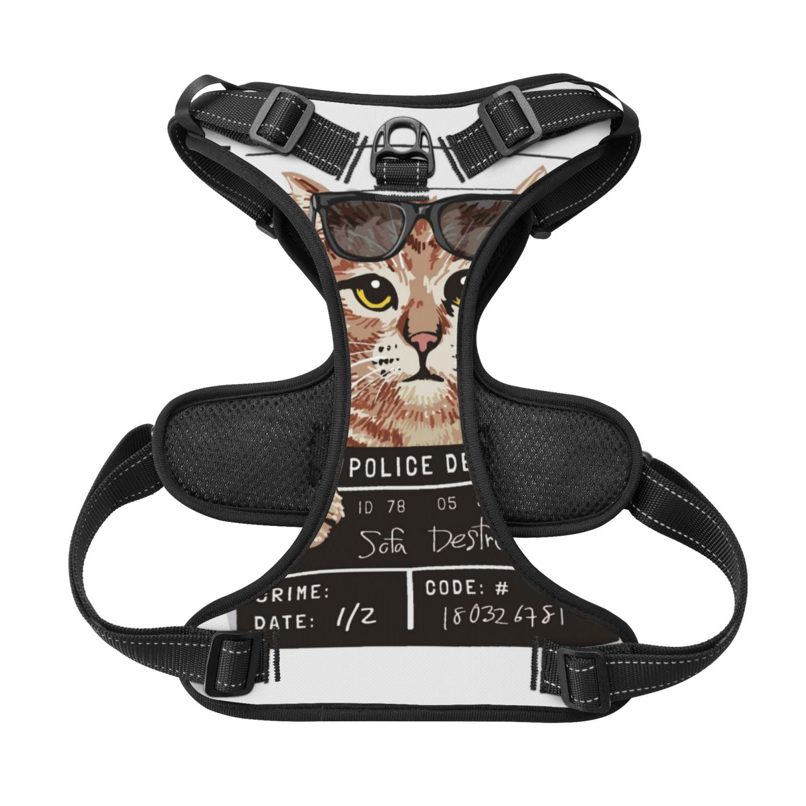 Picia Cat Holding Mugshot Sign No-Pull Dog Harness Reflective Front Clip Vest with Handle,Step-in Air Dog Harness,Adjustable 2 Metal Rings 4 Buckles,Easy to Put on & Take Off