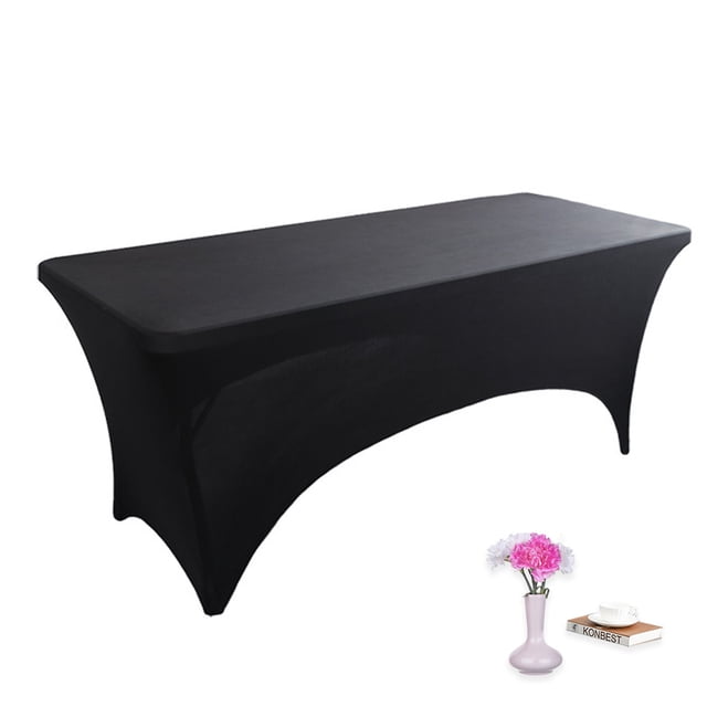 Spandex Table Cover Fitted Rectangular Tablecloth Stretchable Fabric Lycra Tablecloth Wrinkle-Free for Party Dj Tradeshows Banquet Weddings Cocktail
