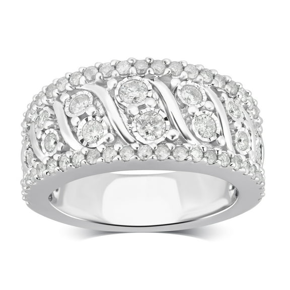 Arista 1.00 Carat T.W Diamond Broad Band Anniversary Ring in Sterling Silver (I-J, I2-I3)