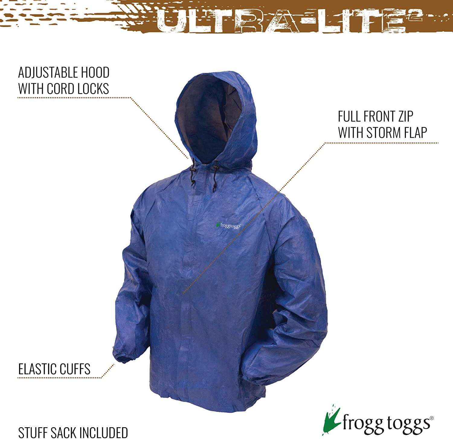 Frogg Toggs Men's Ultra Lite Rain Jacket Blue X-Large 