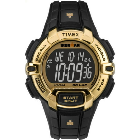 Timex Ironman Rugged 30 Hollywood Full-Size Black/Gold-Tone Watch, Resin Strap