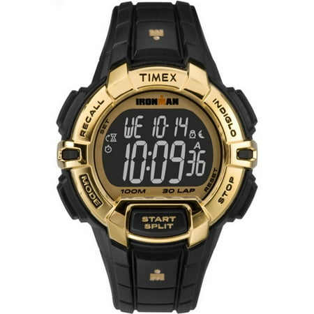 Timex Ironman Rugged 30 Hollywood Full-Size Black/Gold-Tone Watch, Resin Strap