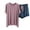 Purple, variant on Women's Loose Casual Crew Neck Short Sleeve T-Shirt Shorts Set Solid Color Loungewear Pajamas Black Size L