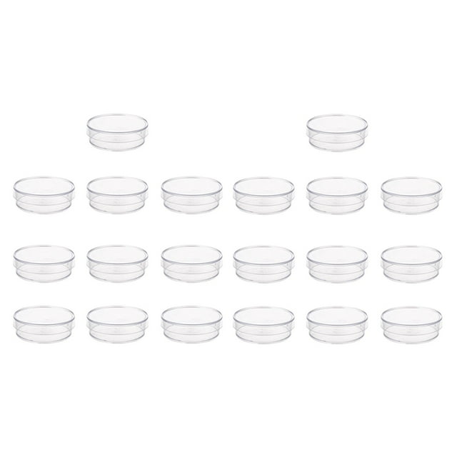 20 Piezas Placas de de Plástico Estéril de 35 mm x 10 mm con Tapa para Levadura de Placa LB (Color Transparente)