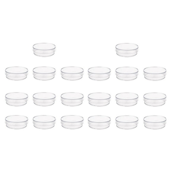 20 Piezas Placas de de Plástico Estéril de 35 mm x 10 mm con Tapa para Levadura de Placa LB (Color Transparente)