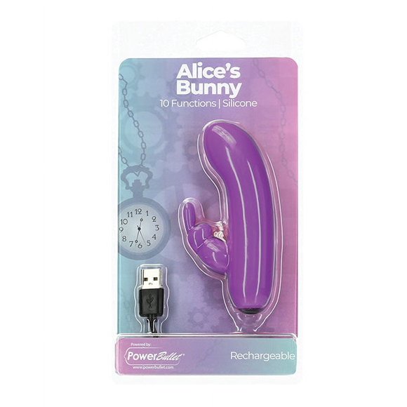 Alice's Bunny Rechargeable Bullet W/rabbit Sleeve - 10 Functions Purple
