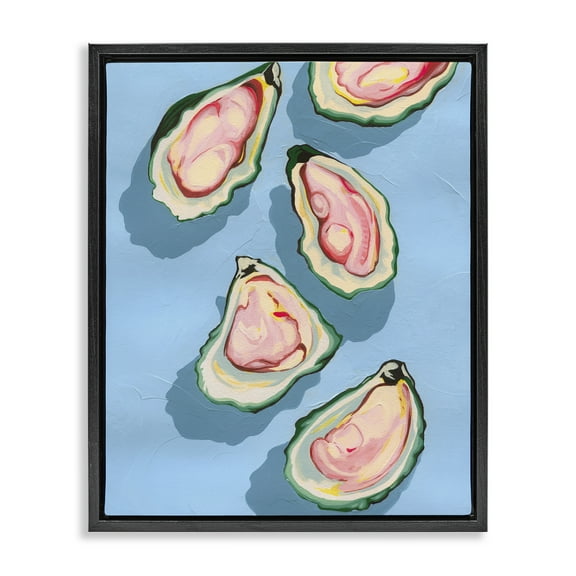 Stupell Industries Summer Beach Oysters Animals & Insects Painting Black Floater Framed Canvas Art Print Wall Art, 17 x 21