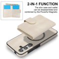 thumbnail image 5 of Decase for Samsung Galaxy S24 FE Flip PU Leather Back Cover with 2-in-1 Detachable Magnetic Wallet with 5 Card Slots Compatible Mag-Safe and RFlD Blocking Kickstand and Wireless Charging,White, 5 of 6