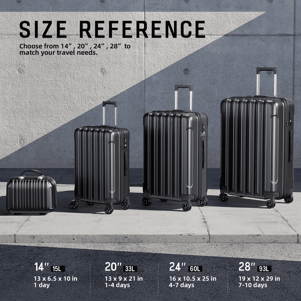 SUGIFT 4-Piece Lightweight Hardshell Spinner Luggage Set with TSA Locks