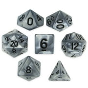 Wiz Dice Quicksilver Set of 7 Polyhedral Dice in Display Case-Pearlescent Silver
