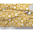 thumbnail image 3 of Soimoi Gold Japan Crepe Satin Fabric White Mandala Printed Fabric 1 Yard 42 Inch Wide, 3 of 3