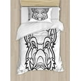 thumbnail image 1 of Razorback Duvet Cover Set Twin Size, Uncolored Outline Design Drawing of Wild Boar Pig Head Illustration, Decorative 2 Piece Bedding Set with 1 Pillow Sham, Charcoal Grey and White, by Ambesonne, 1 of 3