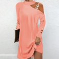thumbnail image 1 of Women Autumn Causal Simple Halter Solid Color Off Shoulder Sling Pullover Dress, 1 of 8