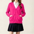 thumbnail image 3 of Guluxicc Kids Girls School Uniform Cotton Knit Cardigan V Neck Long Sleeve Button Down Sweater 5-17 Years, 3 of 8