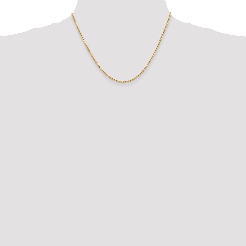 14K Yellow Gold Rope Chain Styles Necklace 2 mm Solid Regular 18 inch
