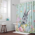 thumbnail image 6 of Shower Curtain, Bunny Eggs Easter Waterproof Fabric Bathroom Shower Curtains Set with Hooks,72 X 72 Inch Long, Spring Lilies Flowers Pastel Blue Wood, 6 of 9