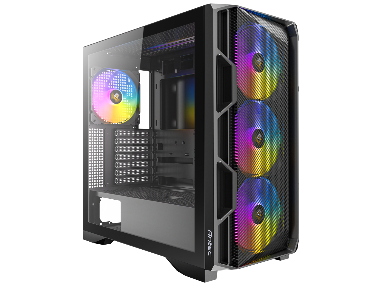 Antec Flux Rear Tempered Glass ATX Mid Tower APC Case, 5 PWM Fans Included