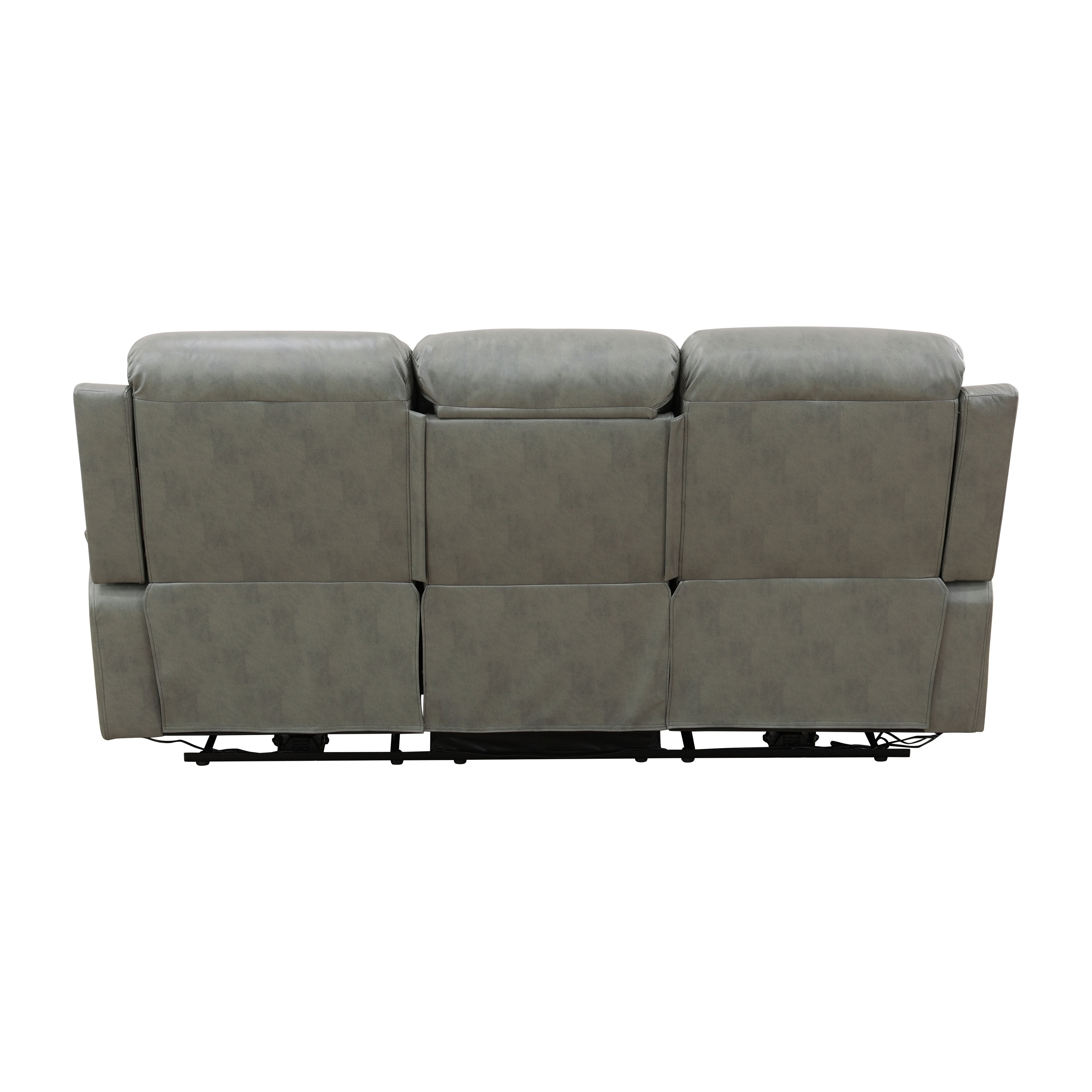 MAYEERTY 3-Seater Recliner Sofa, Breathable Leather Sofa with LED Lights & Reversible Coffee Table for Family Living Room & Home Theater