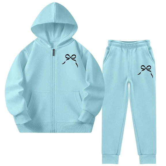 XXWXYD Girls Sweatsuit Set 2 Piece Soft Long Sleeve Zipper Sweatshirt Wide Leg Sweatpants Kids Comfy Athleti𝖼 Sweat Suit Teen Cozy Loung𝖾 Casual Sporty Outfit