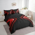 thumbnail image 3 of Manfei Geometric Triangle Twin Bedding Sets 7pcs, Black Red Bedding Comforter Set, Neon Red Lights Sheet Sets, Microfiber Bedroom Decor, 3 of 8