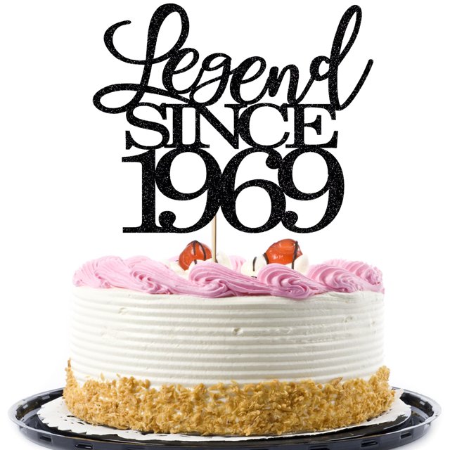 Migeaks Legend Since 1969 Decoración Para Tarta De 55 Cumpleaños, Decoración Para Tarta De Feliz Cumpleaños, Hombres Y Mujeres Animan A 55 Años, Decoración De Tarta Hecha A Mano Con Purpurina Negra