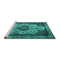 thumbnail image 2 of Ahgly Company Machine Washable Indoor Rectangle Oriental Turquoise Blue Industrial Area Rugs, 7' x 10', 2 of 4
