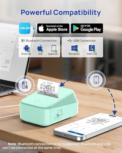 PM260 Label Maker Machine with Tape, 2 Inch Label Maker Bluetooth Label Printer, Inkless Portable Labeler for Home, Kitchen, School, Office Organization, Green