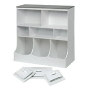 Badger Basket Combo Bin Wood Toy Storage Organizer with Three Baskets 8.6 Cu ft.- White/Gray
