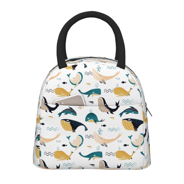 Easygdp Cute Whale Bolsa de Almuerzo Insulada Grande, Forro de Aluminio, Diseño Espacioso, a Prueba de Fugas, Ideal para Trabajo, Picnics, Viajes y Actividades al Aire Libre