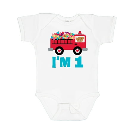 

Inktastic 1st Birthday Fire Truck Gift Baby Boy or Baby Girl Bodysuit