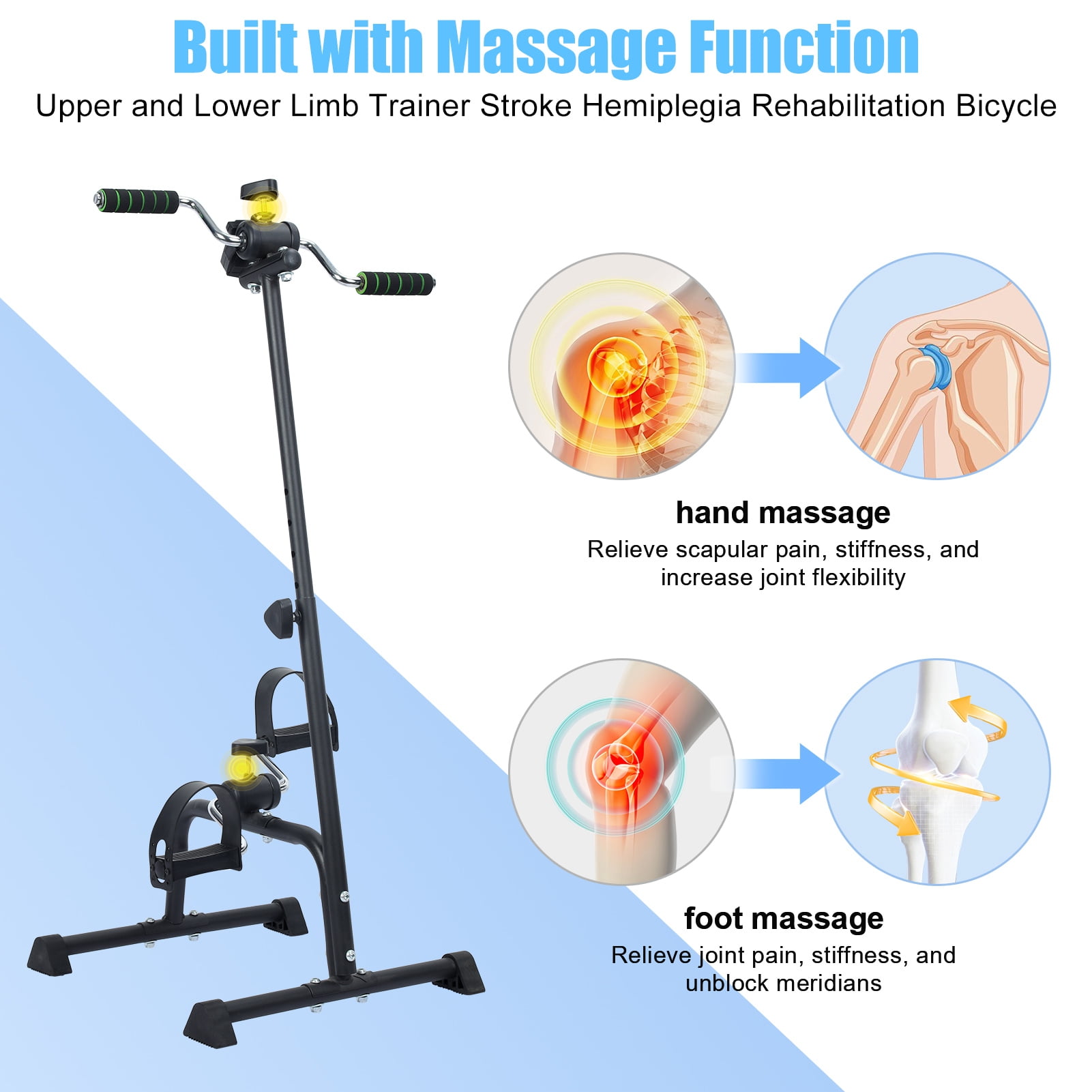WETLA Pedal Exerciser for Seniors - Adjustable Arm & Leg Exercise Bike with LCD Monitor, Under Desk Peddler for Physical Therapy, Rehabilitation & Home Fitness