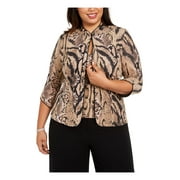 ALEX EVENINGS Womens Beige Animal Print Sleeveless Evening Top Plus Size: 3X