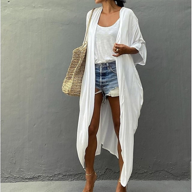 Women's Normal Swimwear Cover Up Beach Top Swimsuit Lace Up Pleated Uv Protection Pure Color V Wire Vacation Holiday Bathing Suits