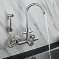 thumbnail image 2 of Wall Mount Kitchen Sink Faucet One Handle 2 Holes Mixer Tap Stainless Steel, 2 of 27