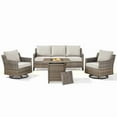 thumbnail image 3 of PARKWELL 4 Piece Outdoor Patio Furniture Set with Fire Pit Table,All-Weather Conversation Set with Luxury 4-Inch Thick Cushions,Swivel Glider Chair,5-Seat Furniture Sets for Deck, Backyard,Gray/Beige, 3 of 12