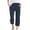 Navy, variant on Women's Casual Solid Color 7/8 Pants Weave Breathable Cropped Trousers Navy XXL