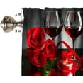 thumbnail image 4 of Red Wine Rose Curtain Valance,Wine Glass Candle Red Romantic Valentine''s Day Kitchen Living Room Decoration Short Valance Curtain 3 Piece Set, 4 of 5