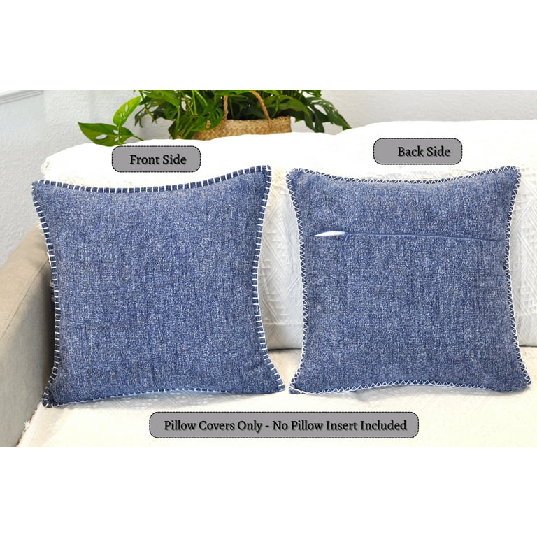 Textured Throw Pillow Covers Set of 2 (18x18 inch, Cream/Black ) Stitched  Edge