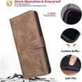 thumbnail image 6 of Case For Samsung Galaxy A57 5G【RFID Blocking】with Multi-Card Holder Bills Slot, Calfskin-Texture Vegan Leather Magnetic Wallet Case,Brown,For Galaxy A57 5G, 6 of 10