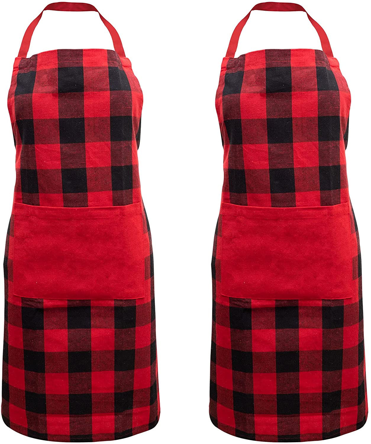 Hivory Kitchen Bib Aprons For Women & Men ~ Free-Size Cooking Apron ~ Great for Both Men & Women ~ Chef Favorite With 2 Pockets ~ Black Pinstripe, Pack of 2 