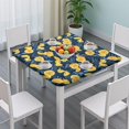 thumbnail image 3 of Yellow Lemon Slices DarkBlue Pattern Square Fitted Tablecloth with Elastic Edge,Square Table Cover,Washable Elastic Table Cover for Home Kitchen Party Decor 34"x34", 3 of 6