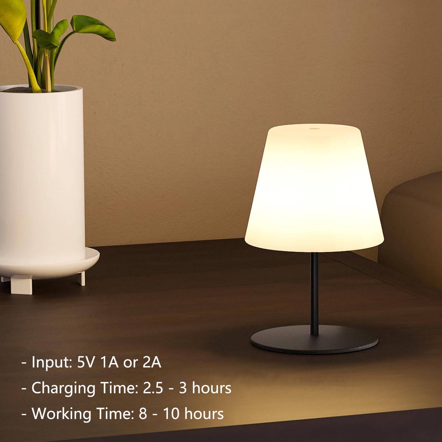 Postlucky 2-Pack 6" Touch LED Table Lamps Dimmable with RGB Color Changing, USB Charging, Height Adjustable, Plastic Shade, Matte Black