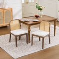 thumbnail image 3 of GAKMCIL Chenille Dining Chair, Mid-Century Modern Arm Chair, 1-Seat Cushioned Sofa with Solid Wood Armrests and Legs, Weight Capacity 300lbs for Dining Room, Kitchen and Bedroom (Brown), 3 of 9