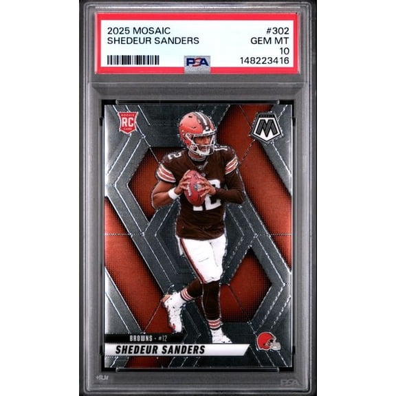 Graded 2025 Panini Mosaic Shedeur Sanders #302 Rookie RC Football Card PSA 10 Gem Mint