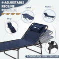 thumbnail image 2 of MRUAKA Outdoor Folding Chaise Lounge Chair, Heavy-Duty Portable Sun Lounger with 4 Adjustable Positions & Removable Pillow, Patio Beach Chair for Backyard, Poolside, Camping,Navy, 2 of 8