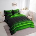thumbnail image 3 of jejeloiu Neon Vintage Lines 7-Piece Bedding Comforter Set,Geometric Striped Print King Bedding Sets,Green Black Bed Sheets For Teens,Breathable Home Decor Reversible, 3 of 8
