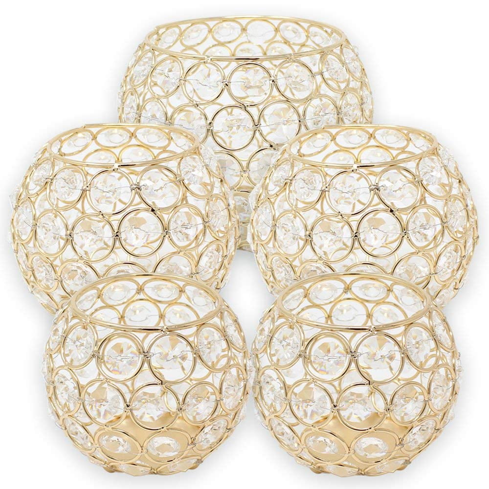 Gold Just Artifacts 6-Inch Round Crystal Votive Tea Light Candle Holder Gold Just Artifacts 6-Inch Round Crystal Votive Tea Light Candle Holder